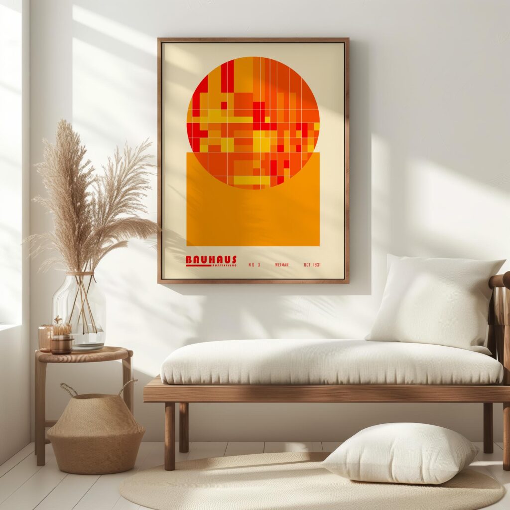 bauhaus print warm tones geometric circle design 6