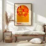bauhaus print warm tones geometric circle design 6