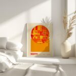 bauhaus print warm tones geometric circle design 7
