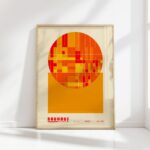 bauhaus print warm tones geometric circle design 8