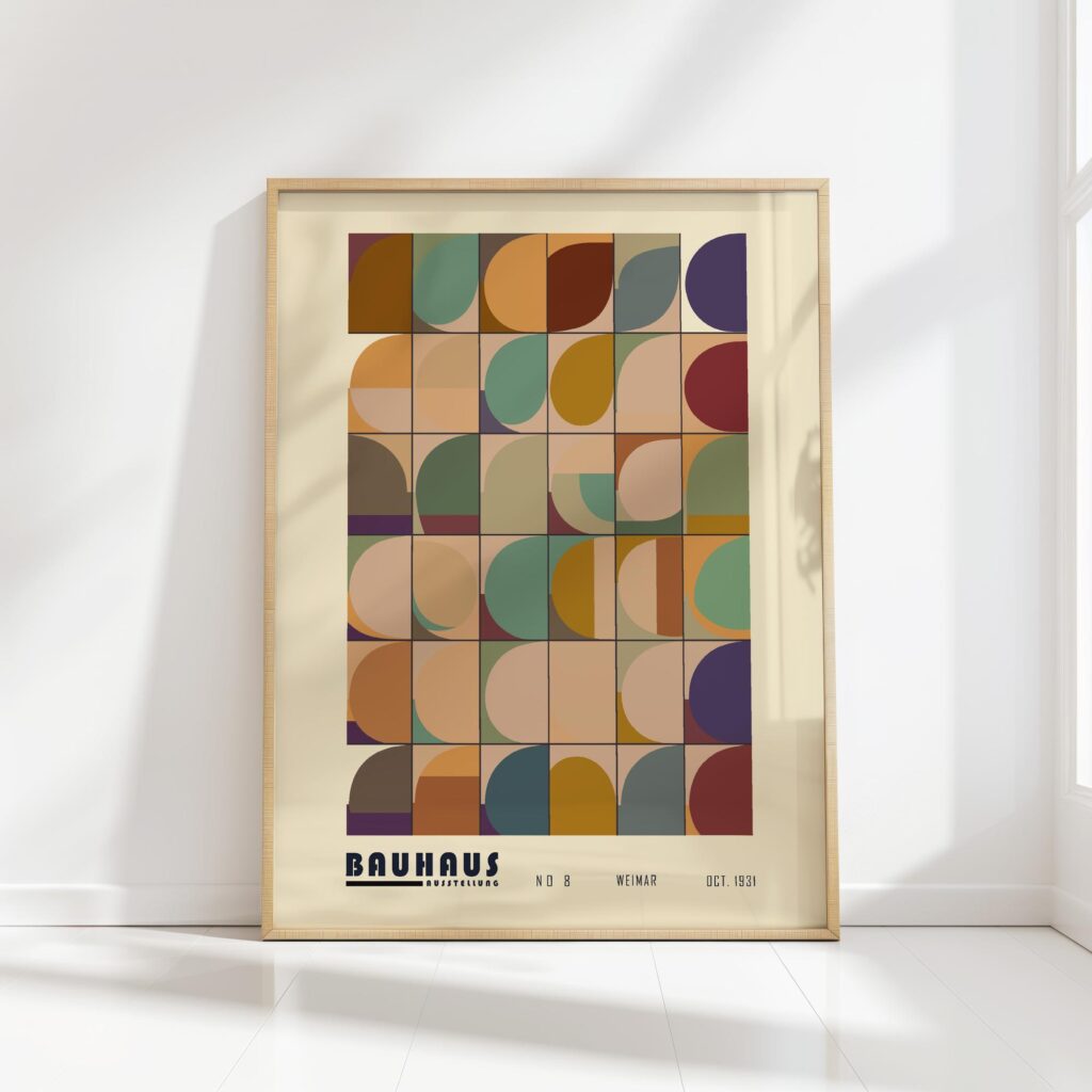 bauhaus print warm tones geometric circles