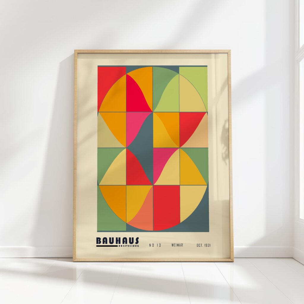 bauhaus print warm tones geometric circles 3