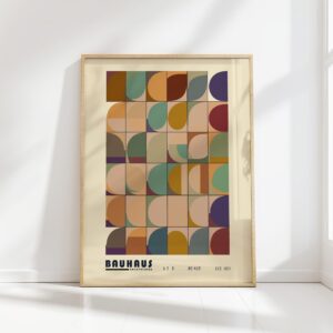 bauhaus print warm tones geometric circles