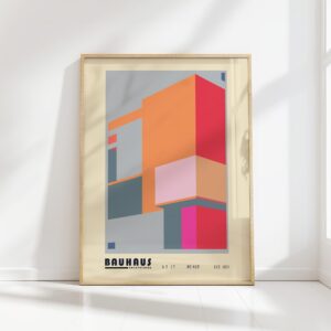 bauhaus print warm tones geometric design