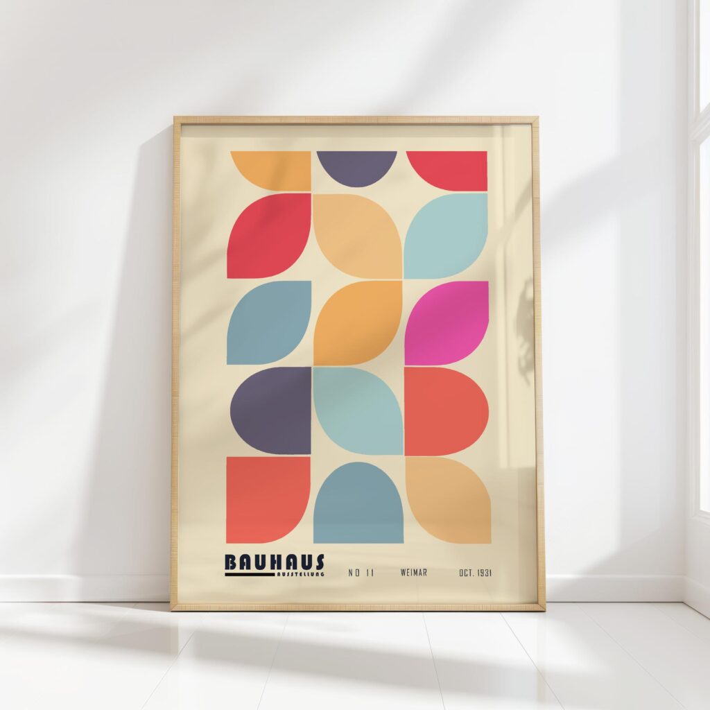 bauhaus print warm tones geometric elements