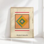 bauhaus print warm tones geometric illusion