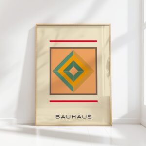 bauhaus print warm tones geometric illusion