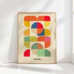 bauhaus print warm tones geometric shapes 14