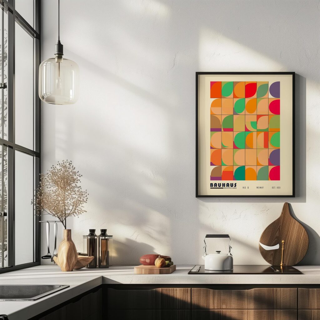 bauhaus print warm tones geometric shapes 5