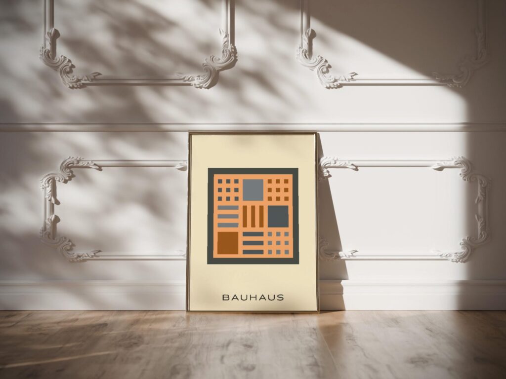 bauhaus print warm tones geometric simplicity