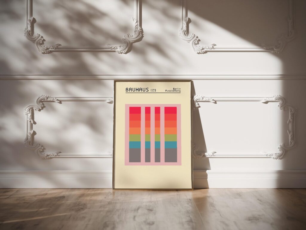 bauhaus print warm tones geometric stripes