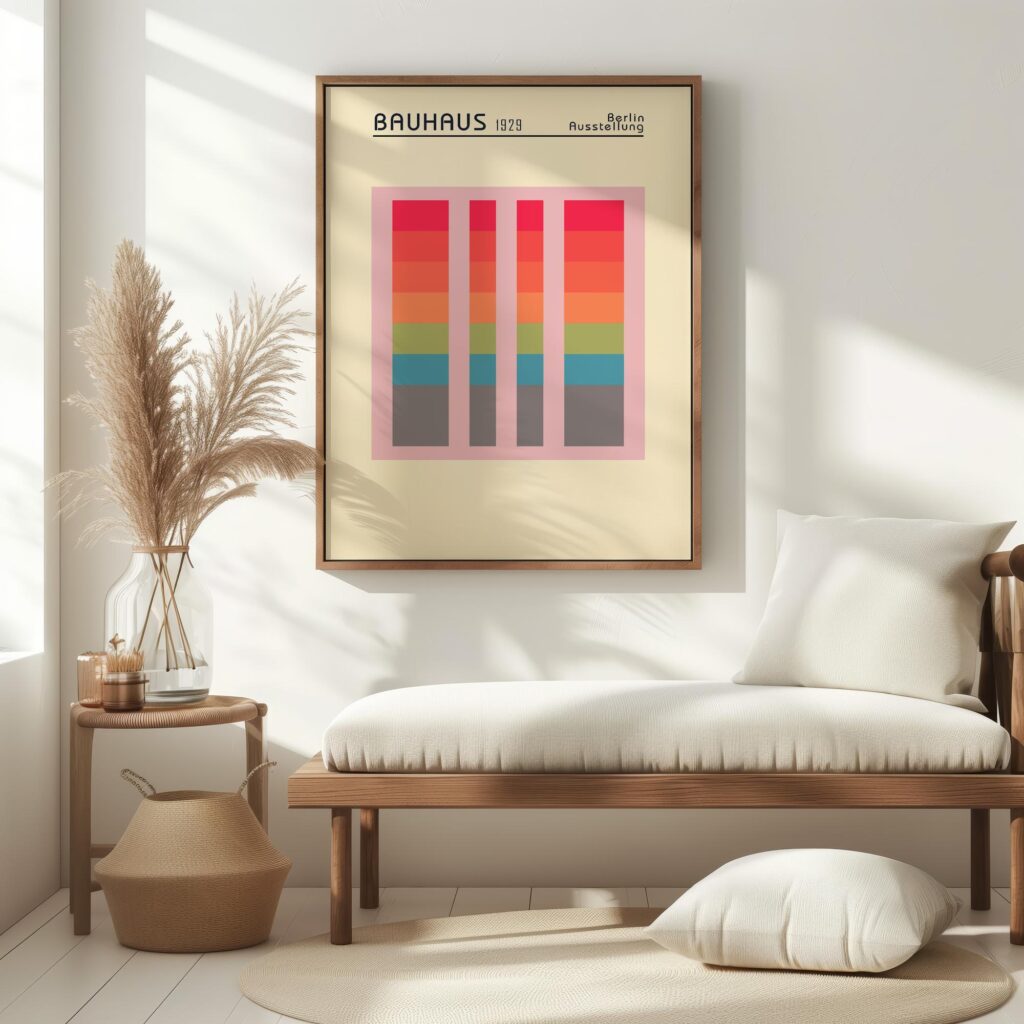 bauhaus print warm tones geometric stripes 6