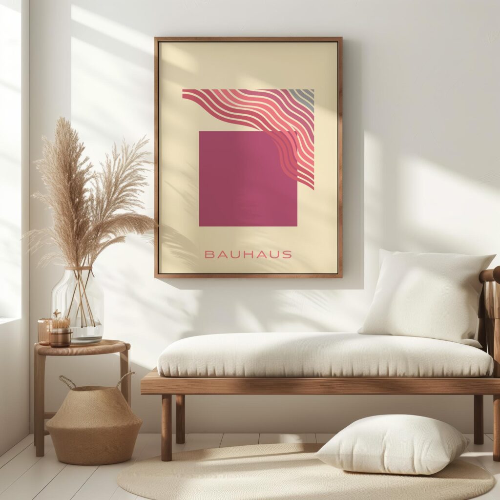 bauhaus print warm tones geometric wave design 6