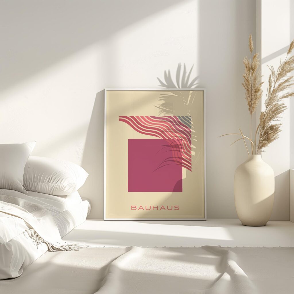 bauhaus print warm tones geometric wave design 7