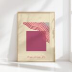 bauhaus print warm tones geometric wave design 8