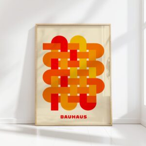 bauhaus print warm tones geometric weave design