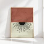 bauhaus print warm tones with geometric rays