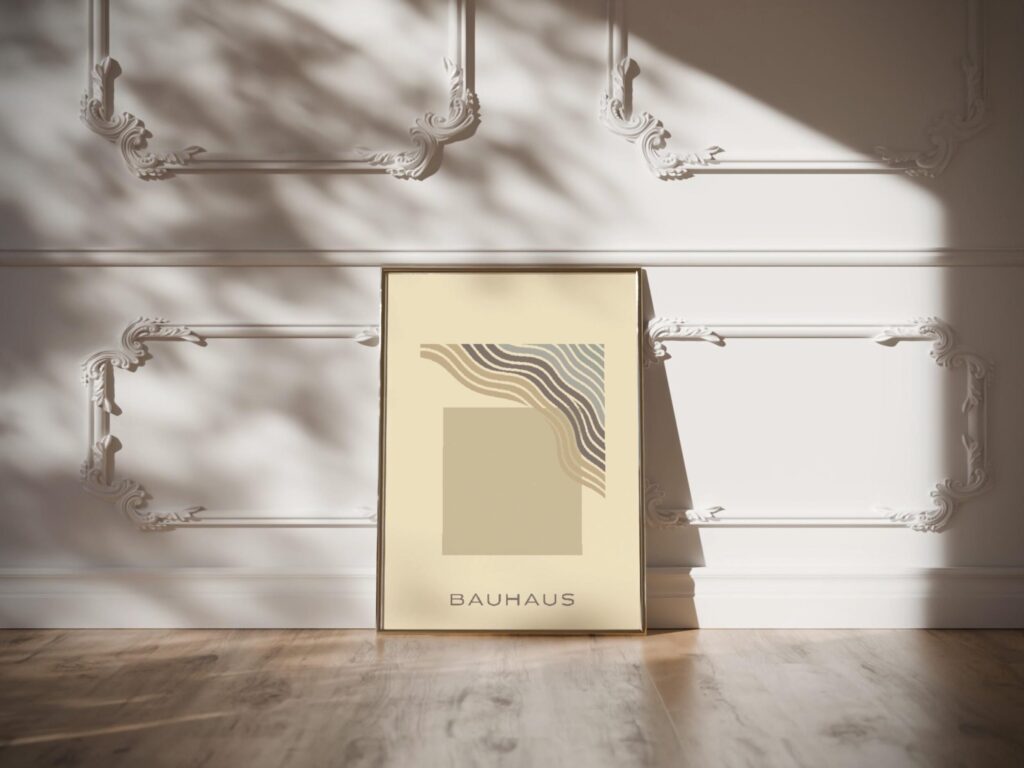 bauhaus print with neutral tones and flowing lines