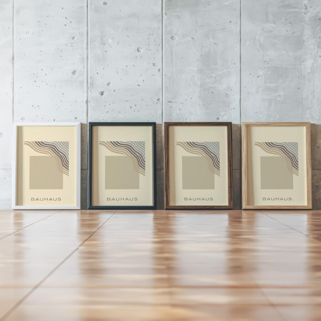 bauhaus print with neutral tones and flowing lines 2