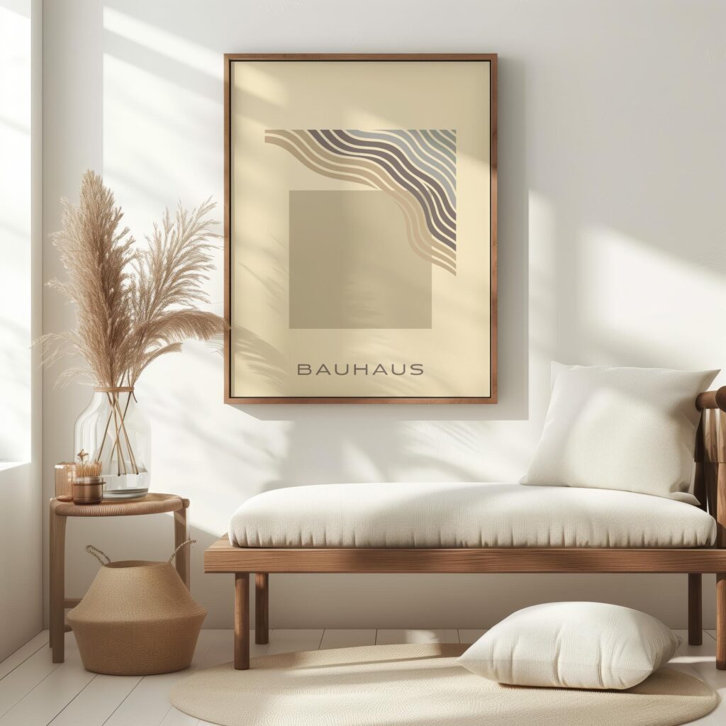 bauhaus print with neutral tones and flowing lines 6