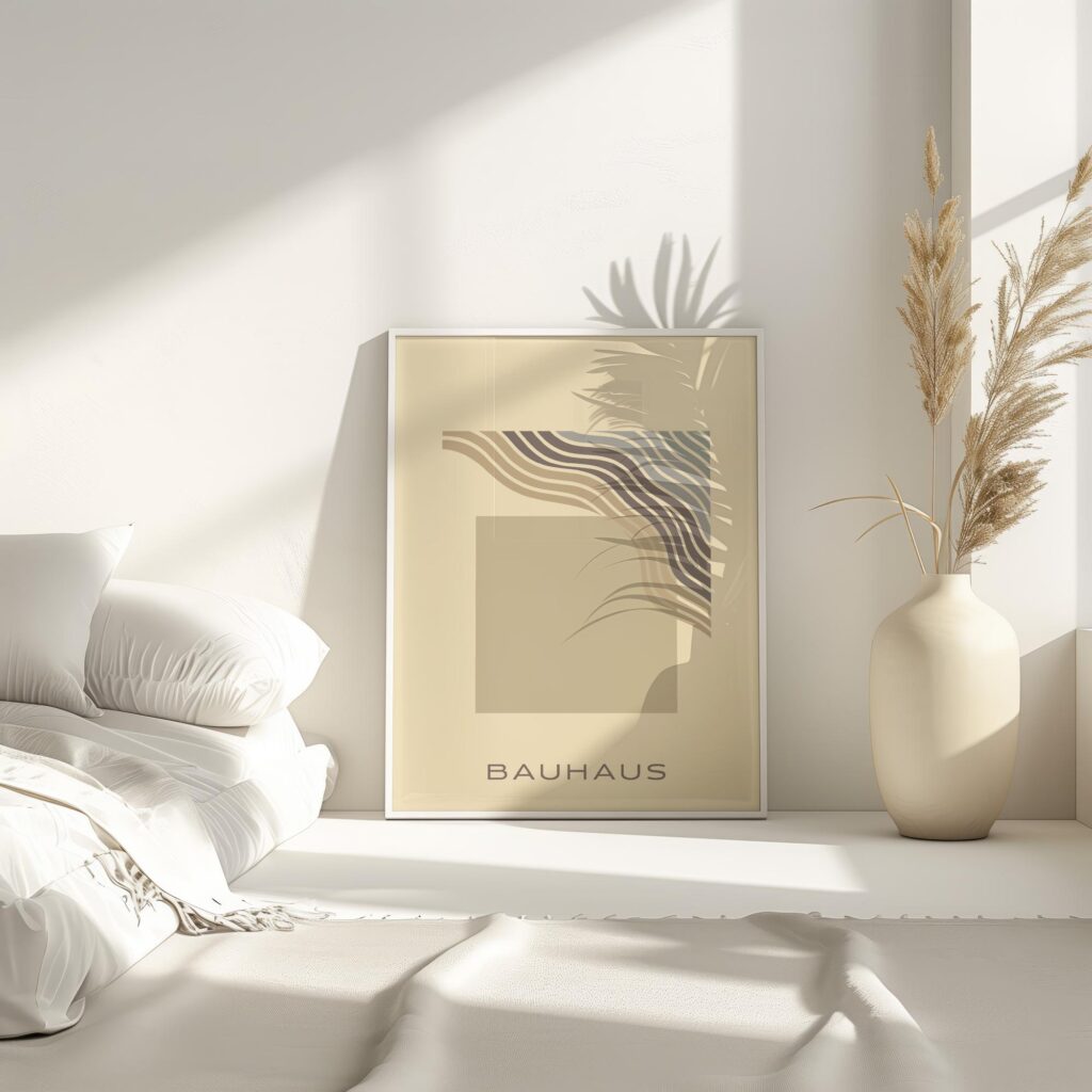 bauhaus print with neutral tones and flowing lines 7