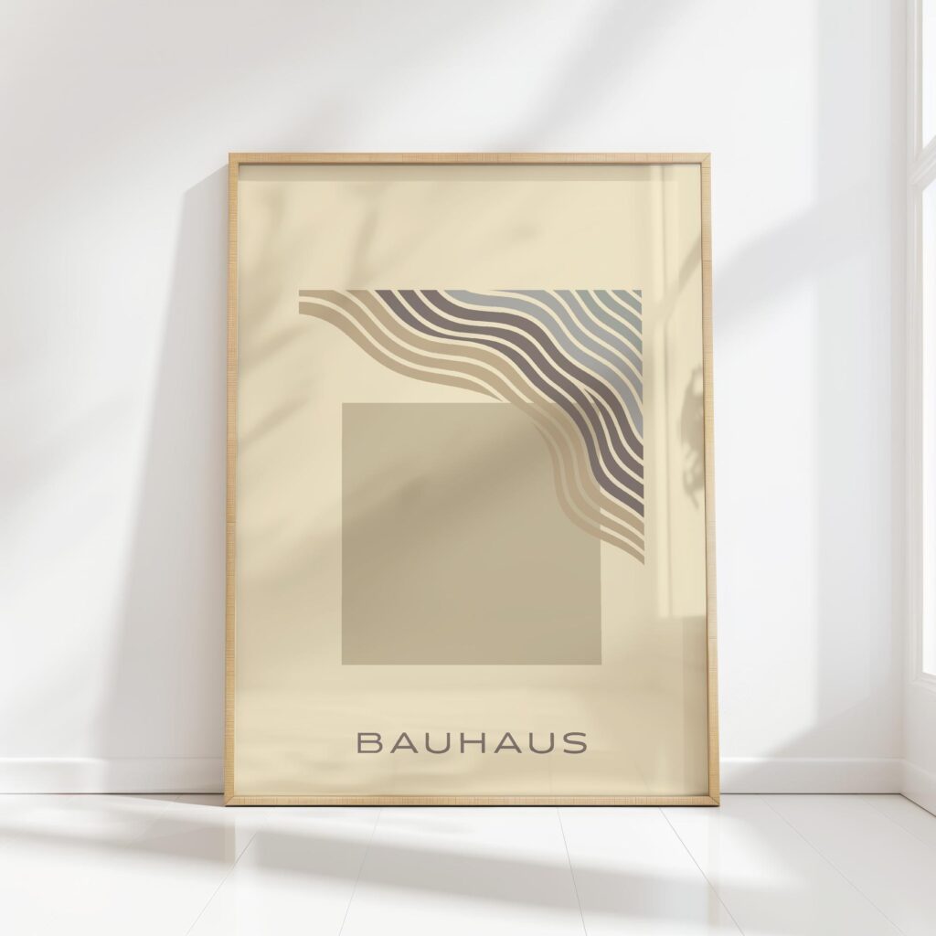 bauhaus print with neutral tones and flowing lines 8