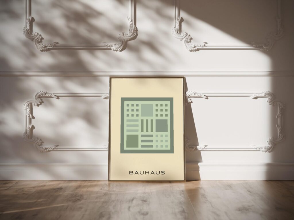 bauhaus print with neutral tones geometric blocks
