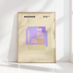 bauhaus print with purple geometric blocks design