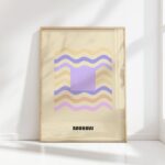 bauhaus print with soft tones and geometric waves