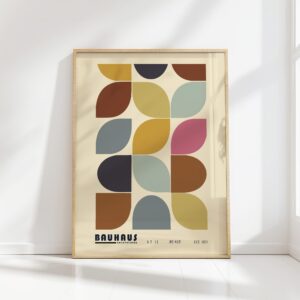 bauhaus print with warm geometric balance design