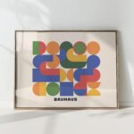 bauhaus print with warm geometric shapes design