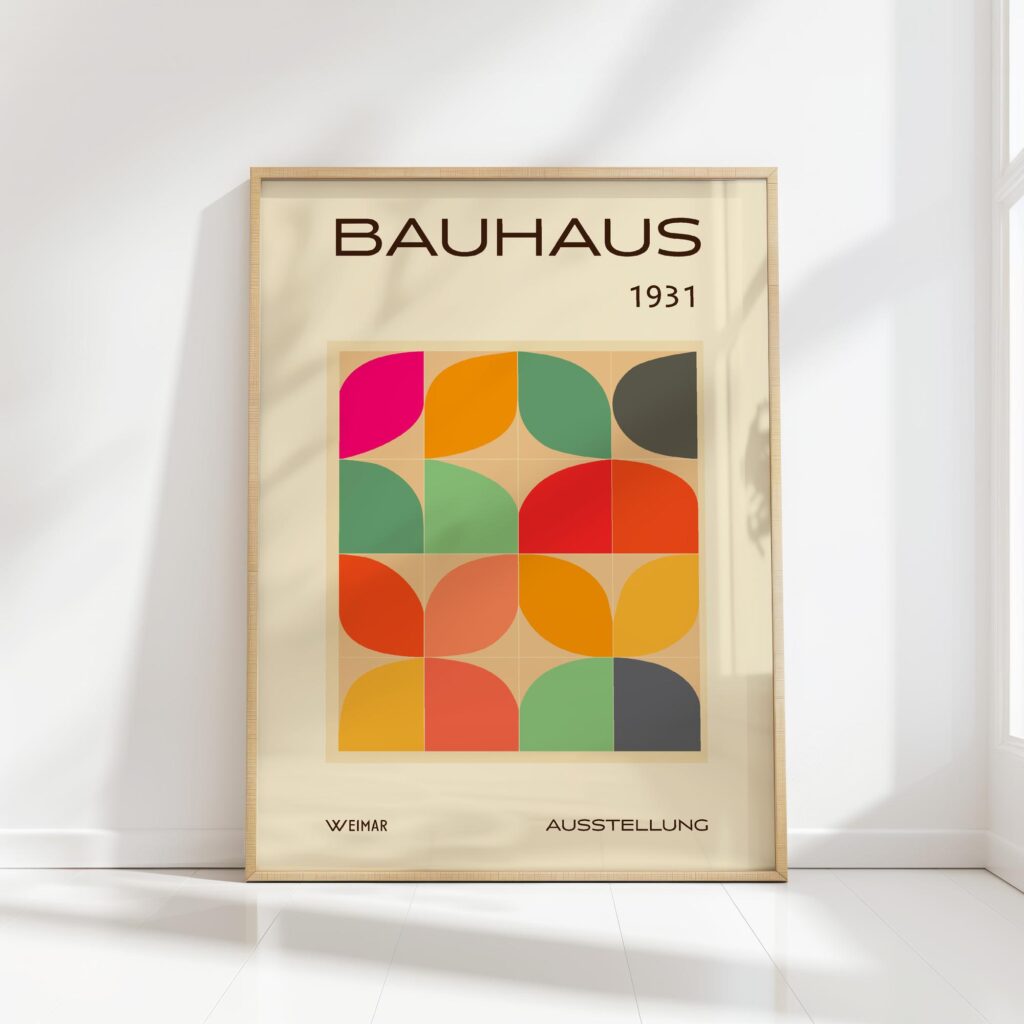 bauhaus print with warm geometric shapes design 2