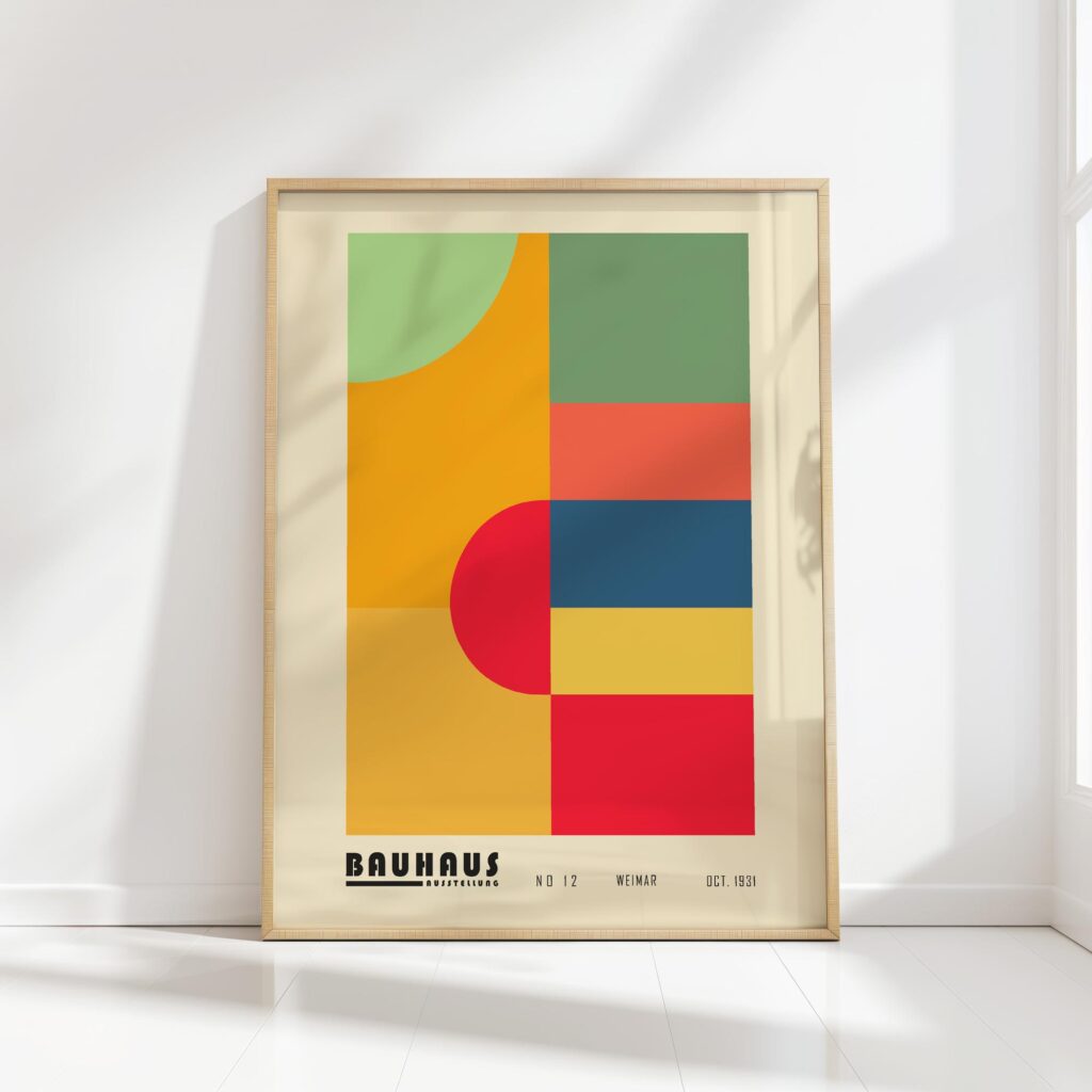 bauhaus print with warm red circle geometric design