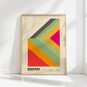 bauhaus print with warm triangles and bold shapes