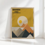 bauhaus style abstract mountain sun art print
