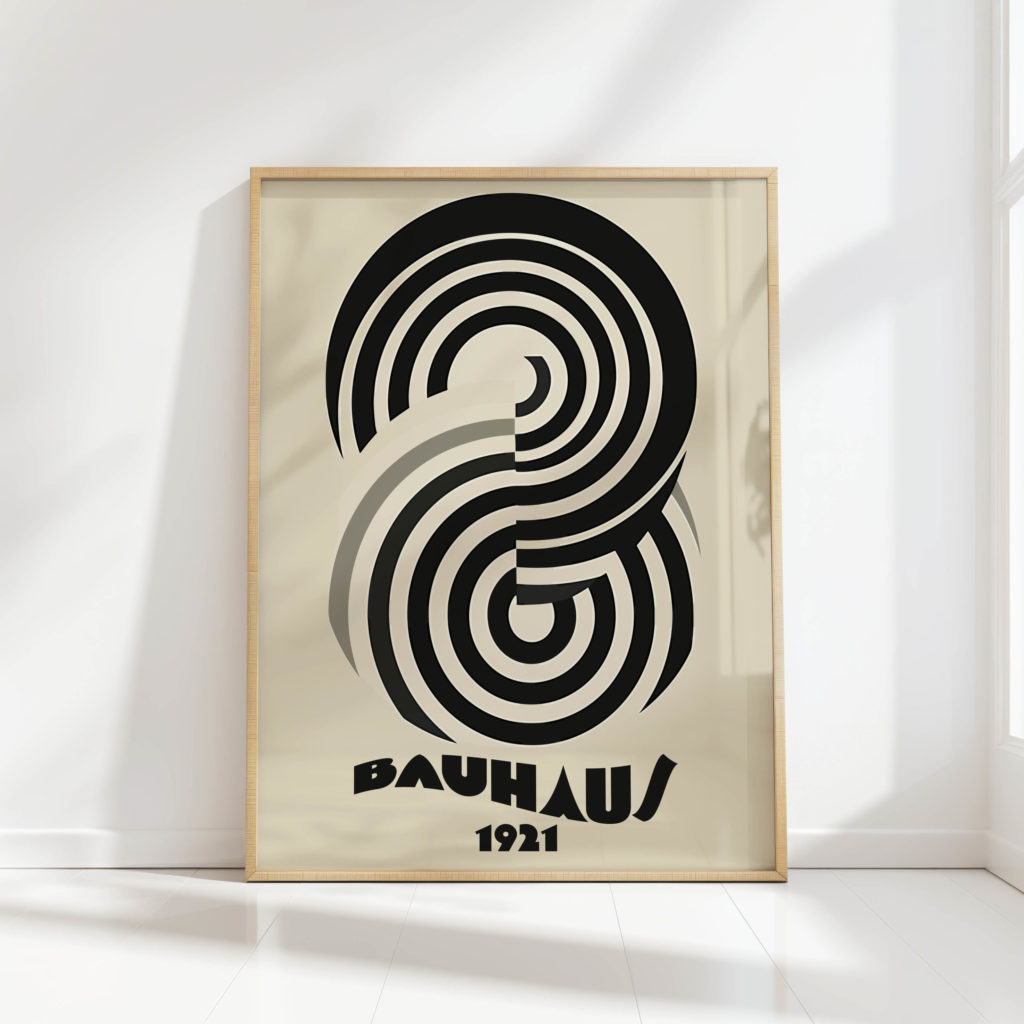 bauhaus style abstract swirl art print for home decor