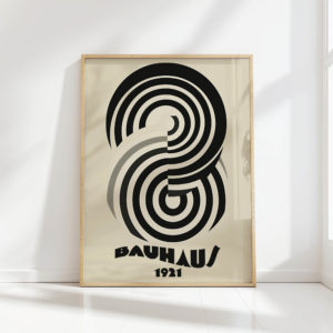 bauhaus style abstract swirl art print for home decor