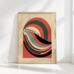 bauhaus style artistic abstract curved lines print