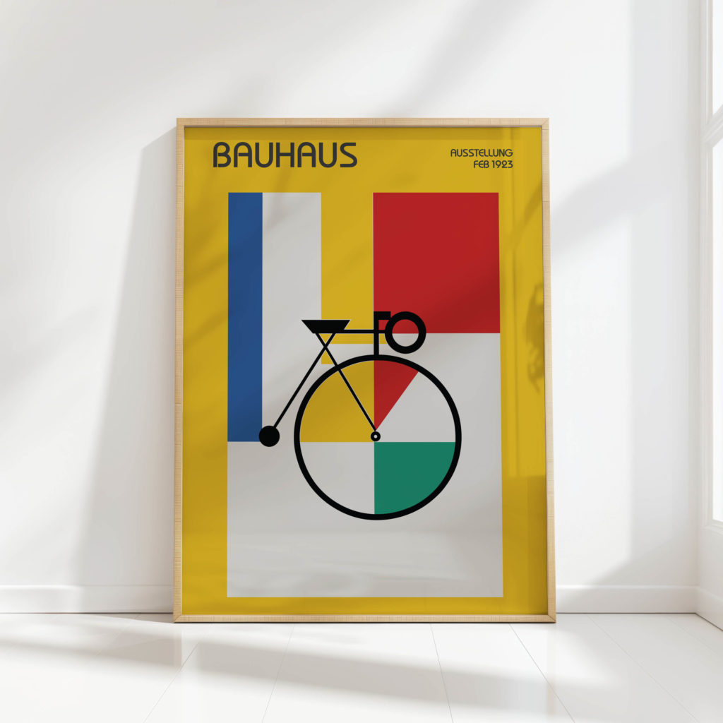 bauhaus style bicycle art print modernist decor