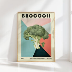 bauhaus style broccoli art print for modern decor