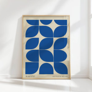 bauhaus style geometric blue beige print