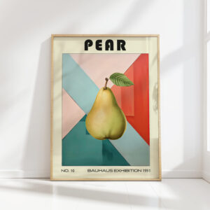 bauhaus style pear artwork vibrant geometric print
