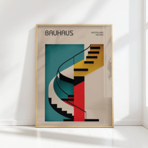 bauhaus style staircase art print geometric design