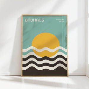 bauhaus style sunrise coastal art print