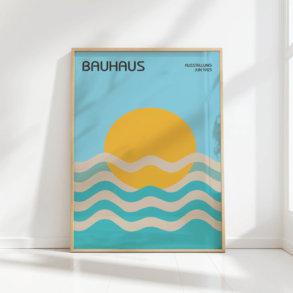 bauhaus style sunrise waves artistic print