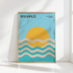 bauhaus style sunrise waves artistic print