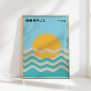 bauhaus style sunrise waves artistic print