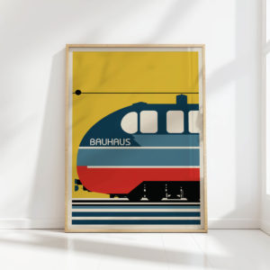 bauhaus style train art print for modern decor