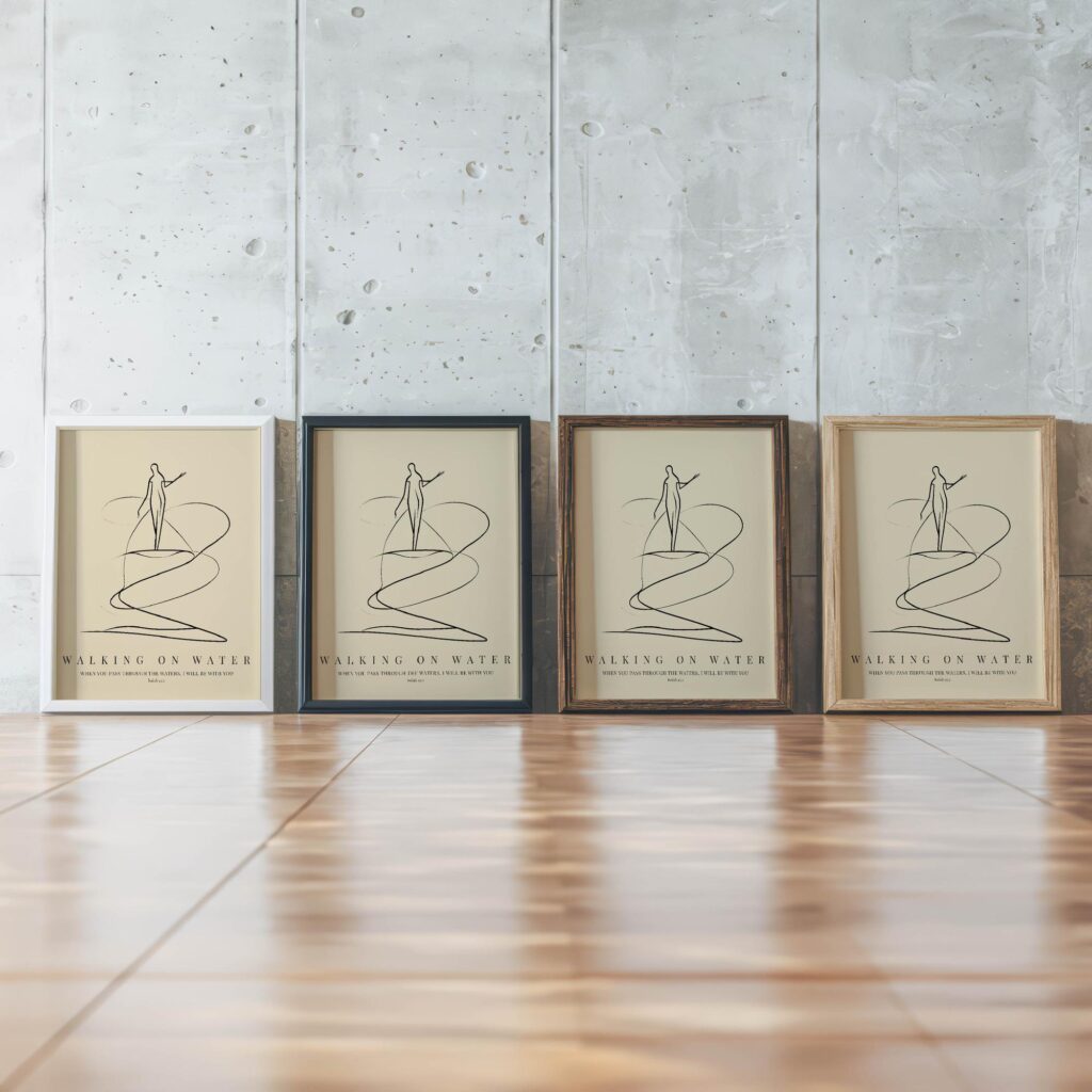 bibleverse jesuswalksonwater 3x4 framed posters mockup