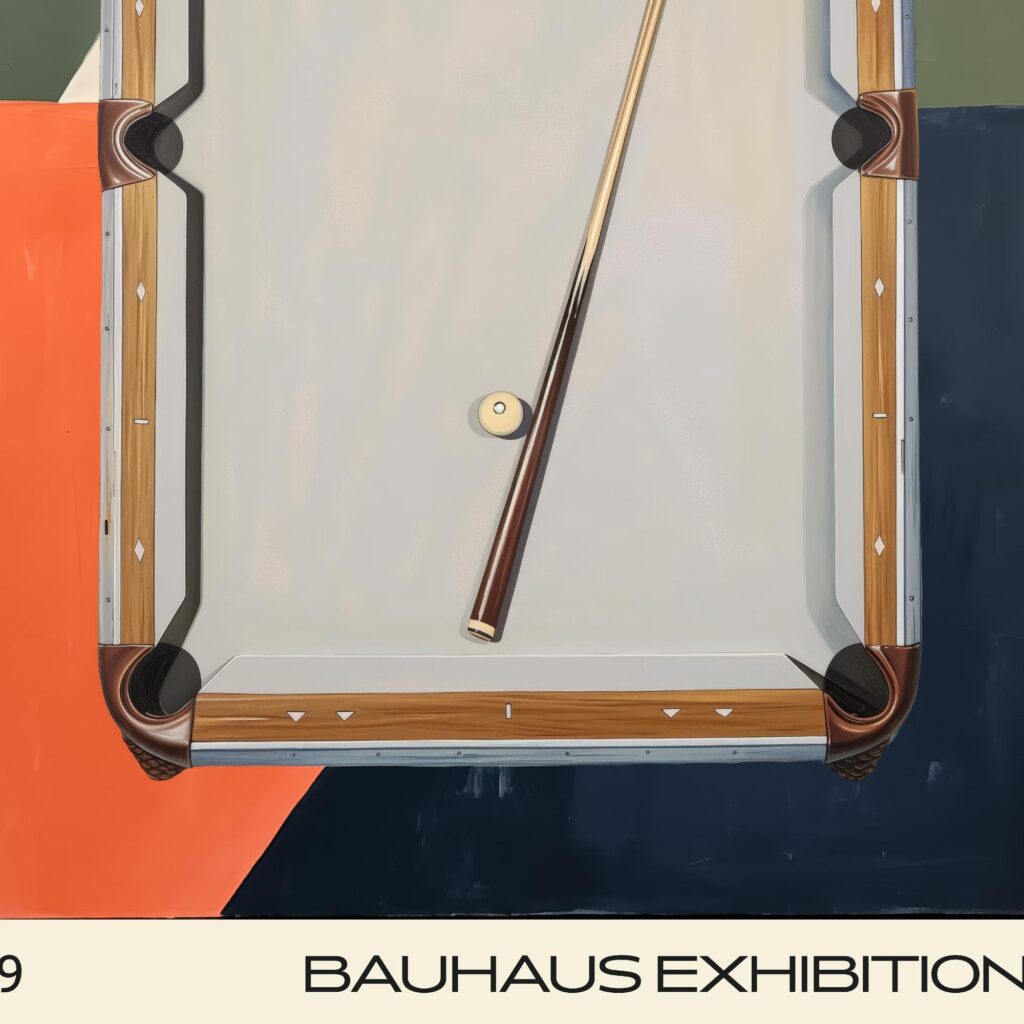 billiards table mid century print bold palette 4